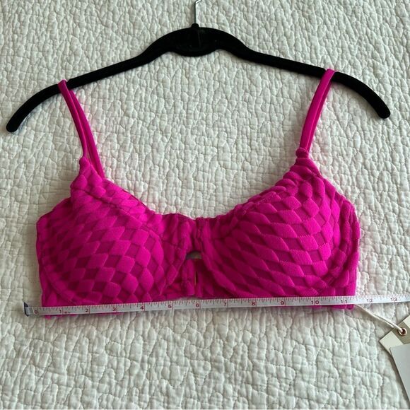 ✨ GOOD AMERICAN Pink Jacquard Wave Check Demi Better Bikini 1 Small NWT - Picture 10 of 12